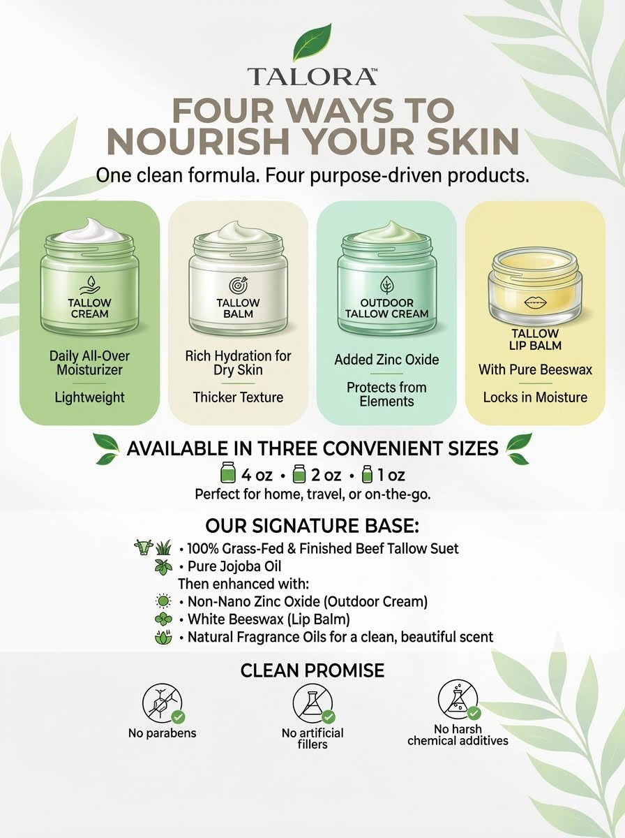 TALORA Tallow Lip Balm: Unscented (0.5oz)