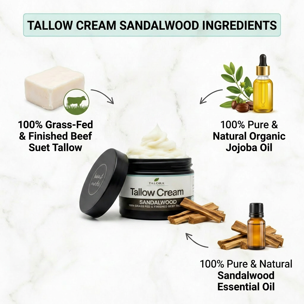 TALORA Tallow Cream: Sandalwood (2 oz)