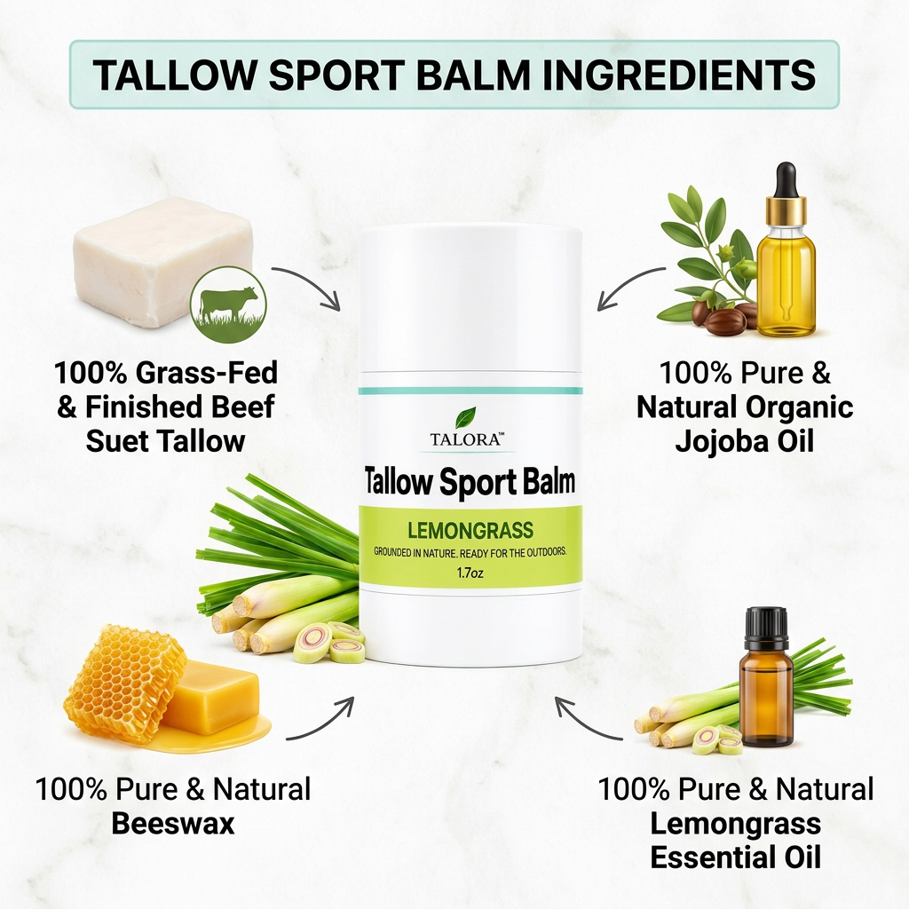 TALORA Tallow Sport Balm: Lemongrass (1.7oz)