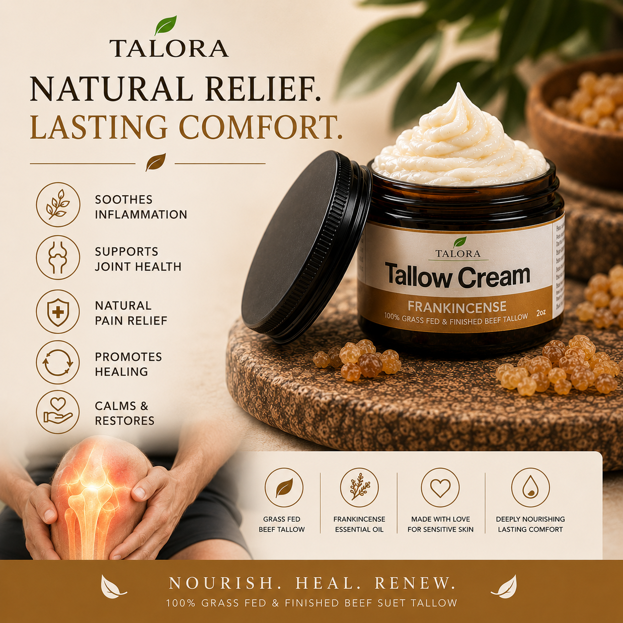 TALORA Tallow Cream: Frankincense (2 oz)