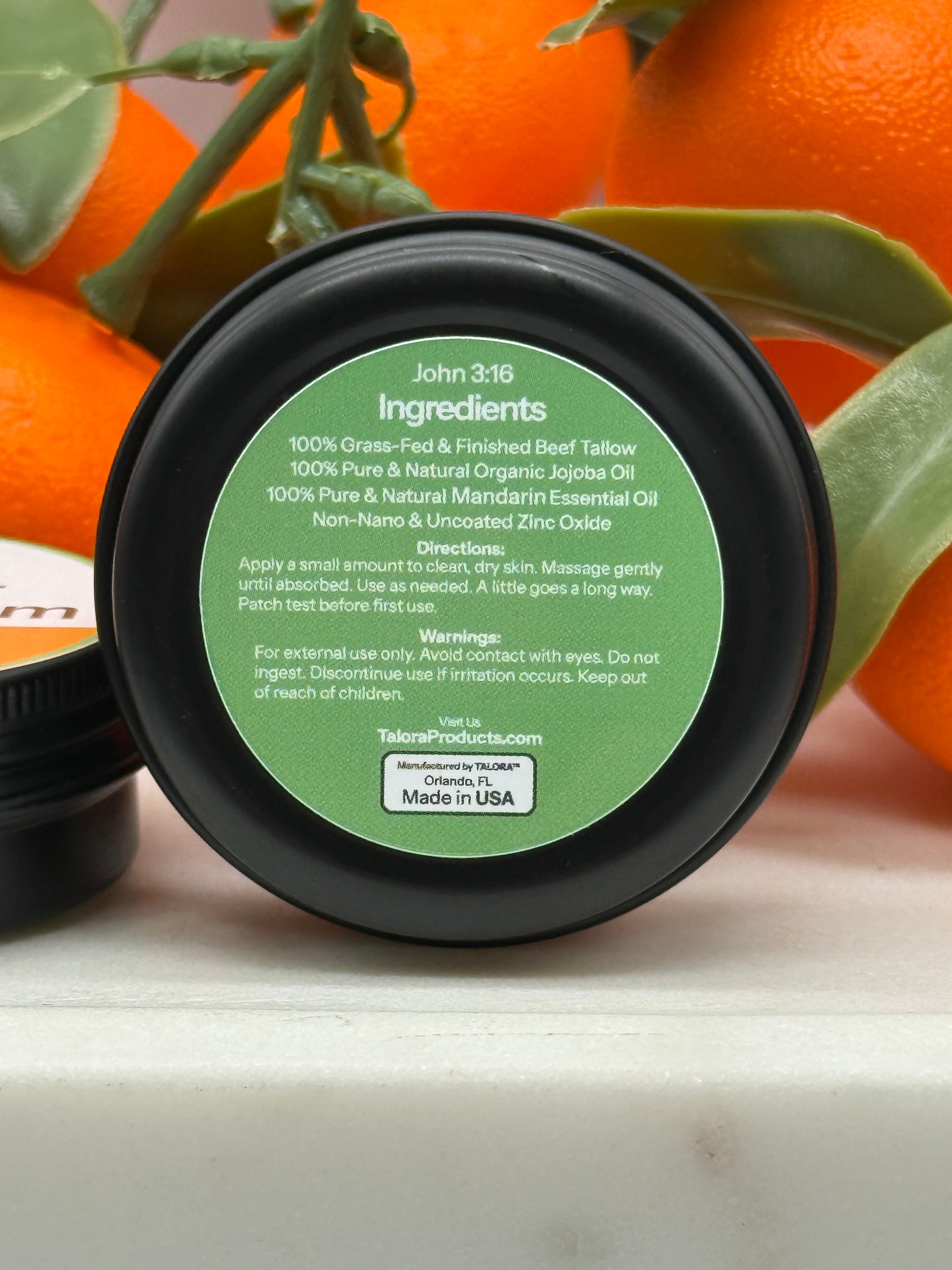 TALORA Outdoor Tallow Cream: Mandarin (1 oz)