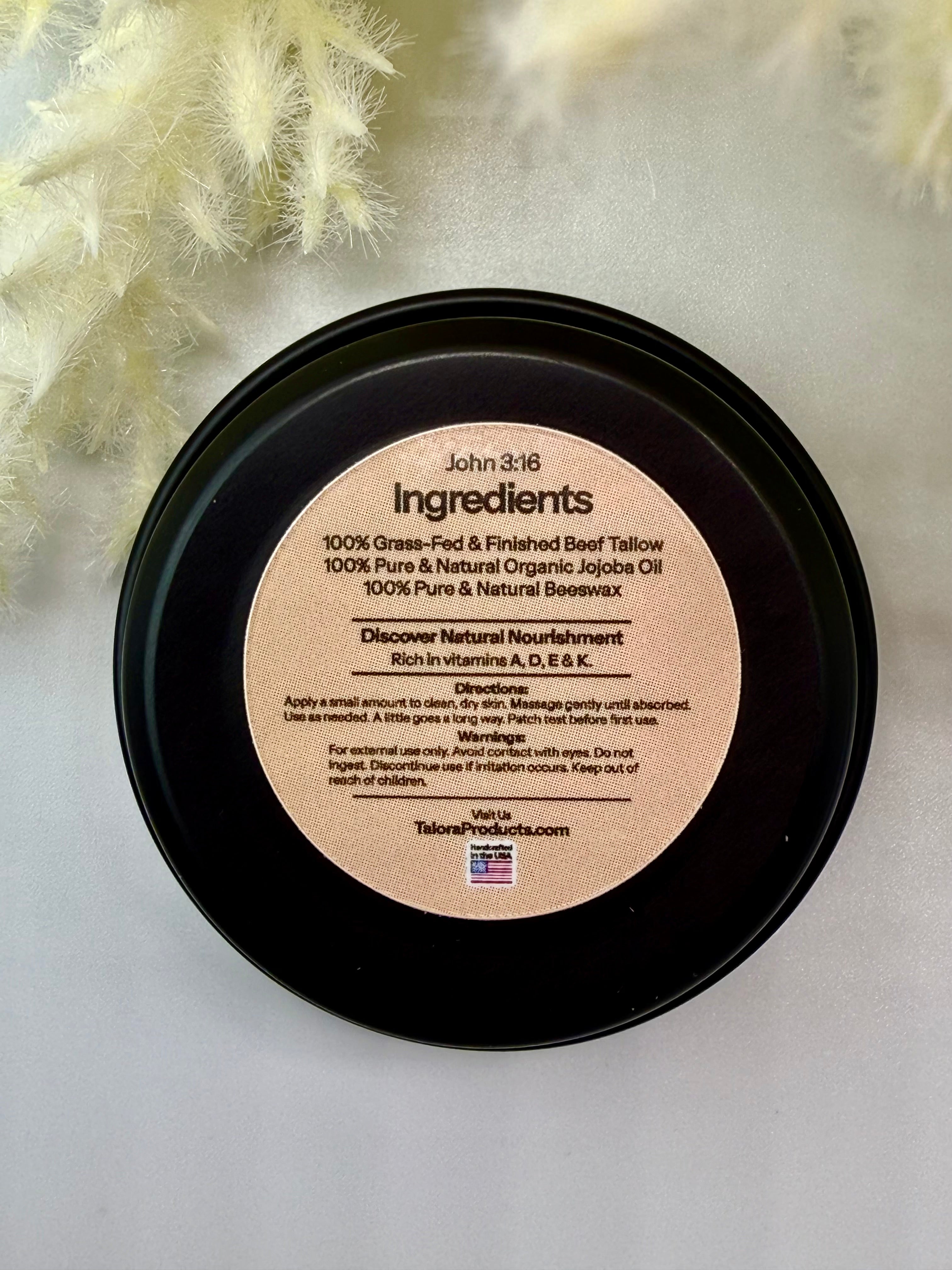 TALORA Tallow Lip Balm: Unscented (0.5oz)