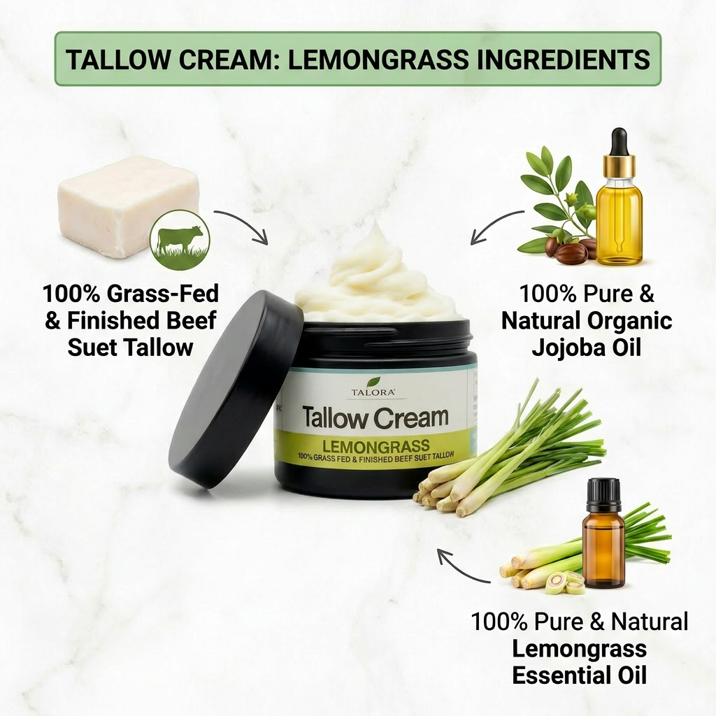 TALORA Tallow Cream: Lemongrass (2 oz)